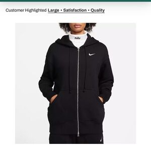 Nike Black Full-Zip Women's Hoodie with White Swoosh